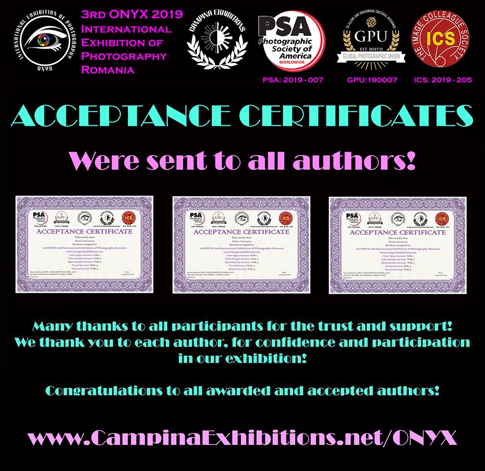 3rd ONYX 2019 - All Acceptance Certificates have been sent to the authors!